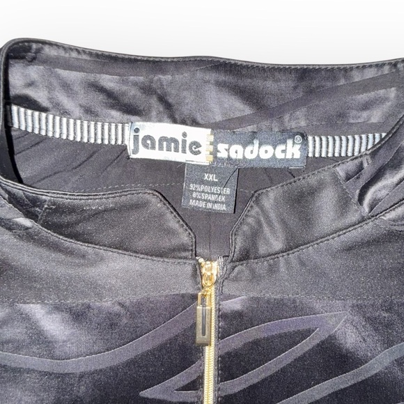 JAMIE SADOCK Black Zebra Print Sleeveless Quarter Zip Mock Top - XXL - Picture 7 of 13